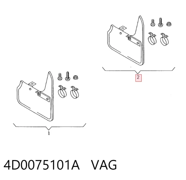 Chlapacze tylne, komplet 4D0075101A VAG