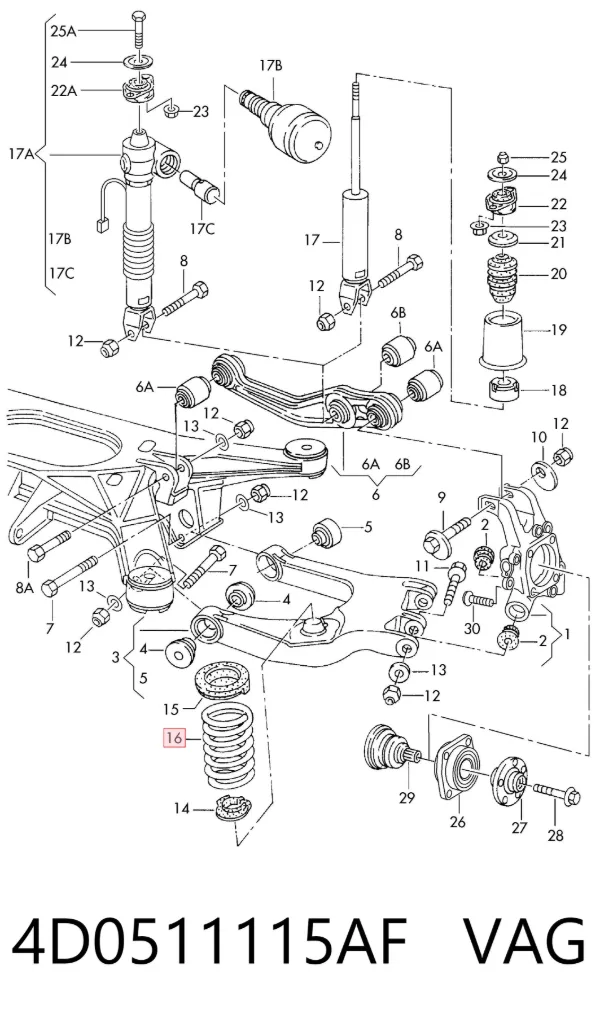 Sprężyna tylna 4D0511115AF VAG
