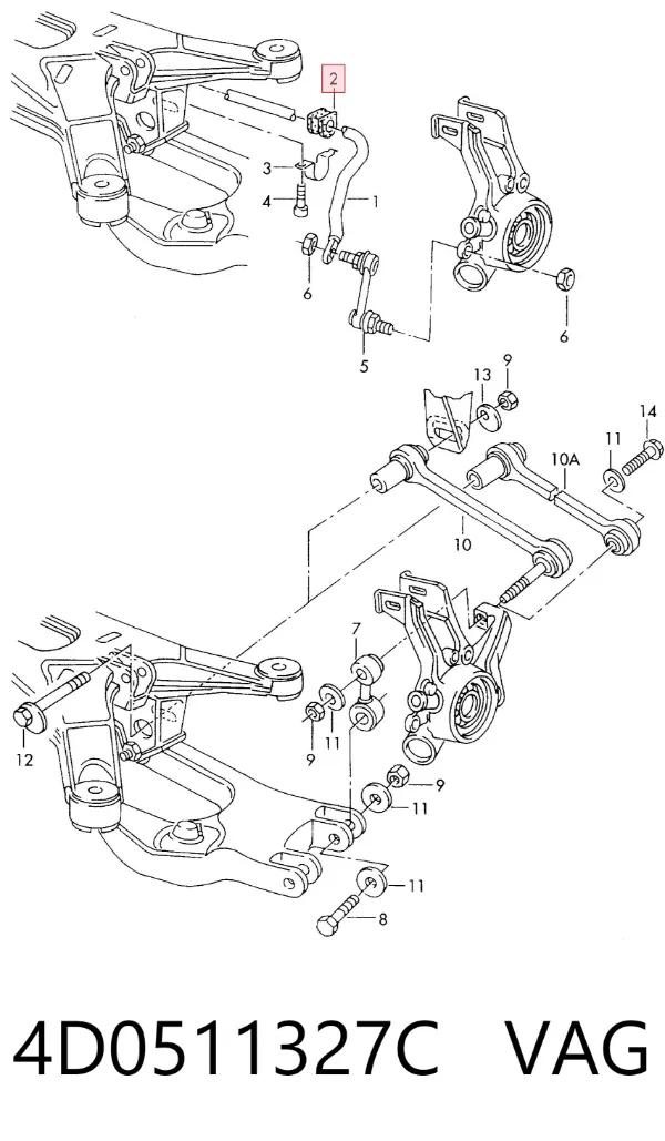 Tuleja stabilizatora tylnego 4D0511327C VAG