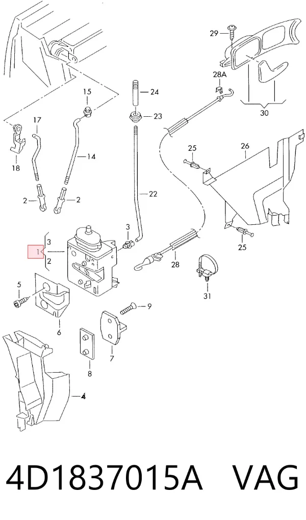 Zamek drzwi przednich lewych 4D1837015A VAG