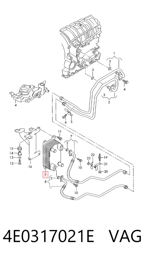 Chłodnica automatycznej/mechanicznej skrzyni biegów 4E0317021E VAG