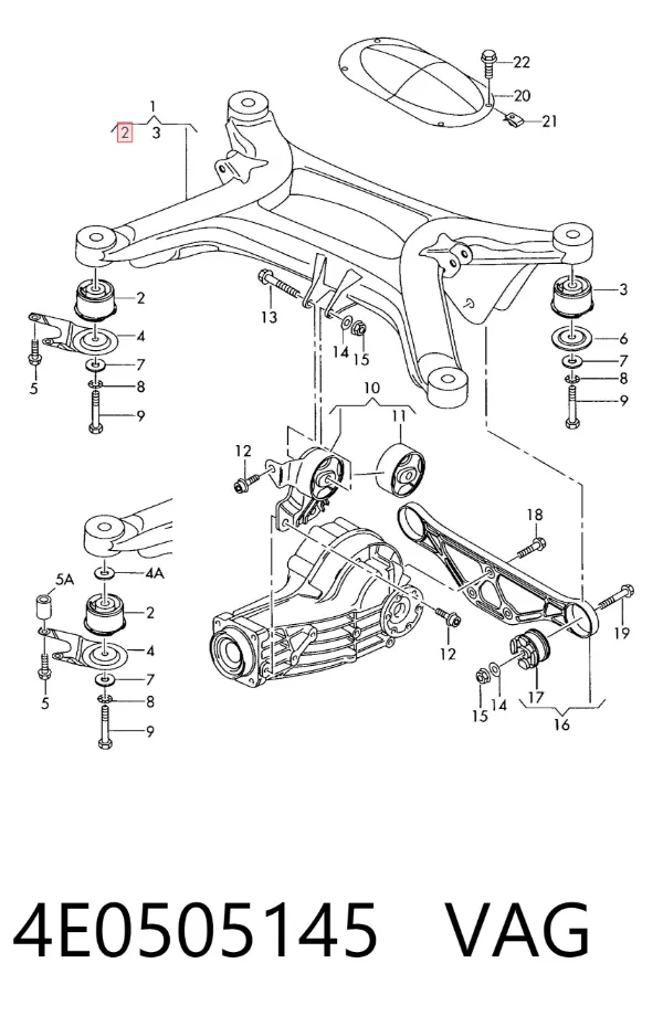 Silentblock tylnej belki 4E0505145 VAG