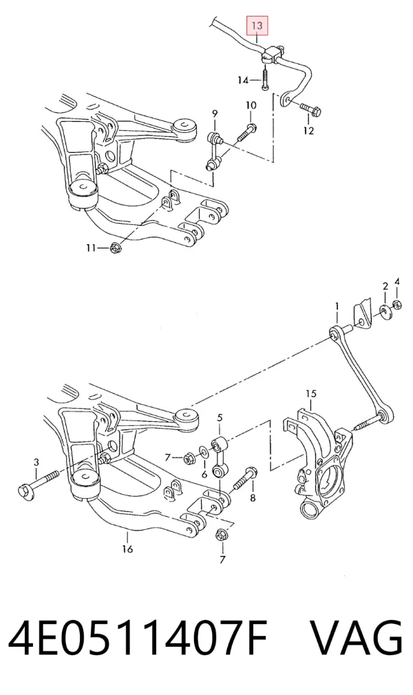 Stabilizator tylny Volkswagen Phaeton I