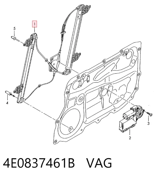 Mechanizm podnoszenia szyby drzwi przednich lewych 4E0837461B VAG