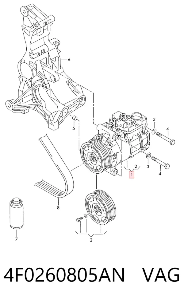 Sprężarka klimatyzacji 4F0260805AN VAG