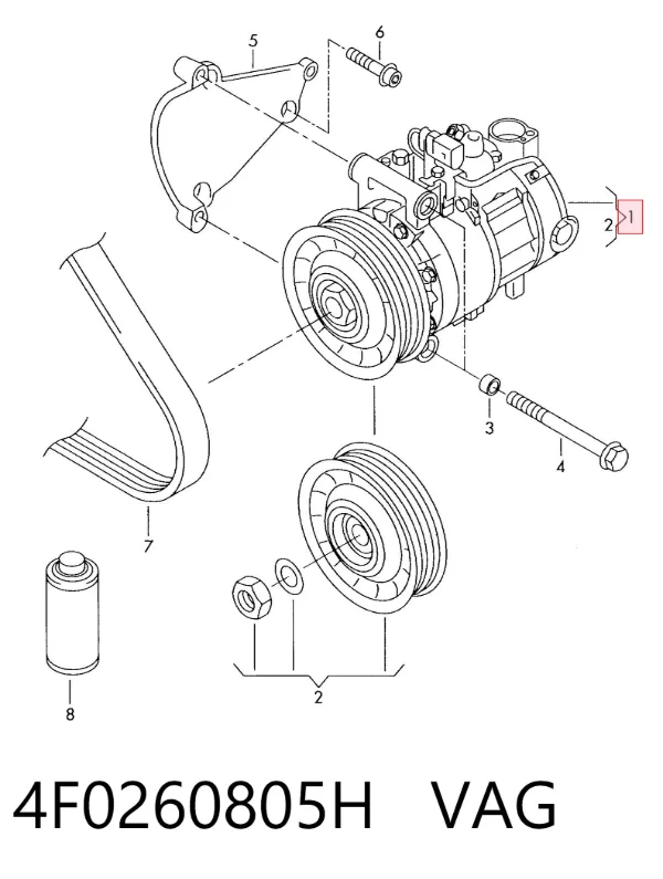 Sprężarka klimatyzacji 4F0260805H VAG
