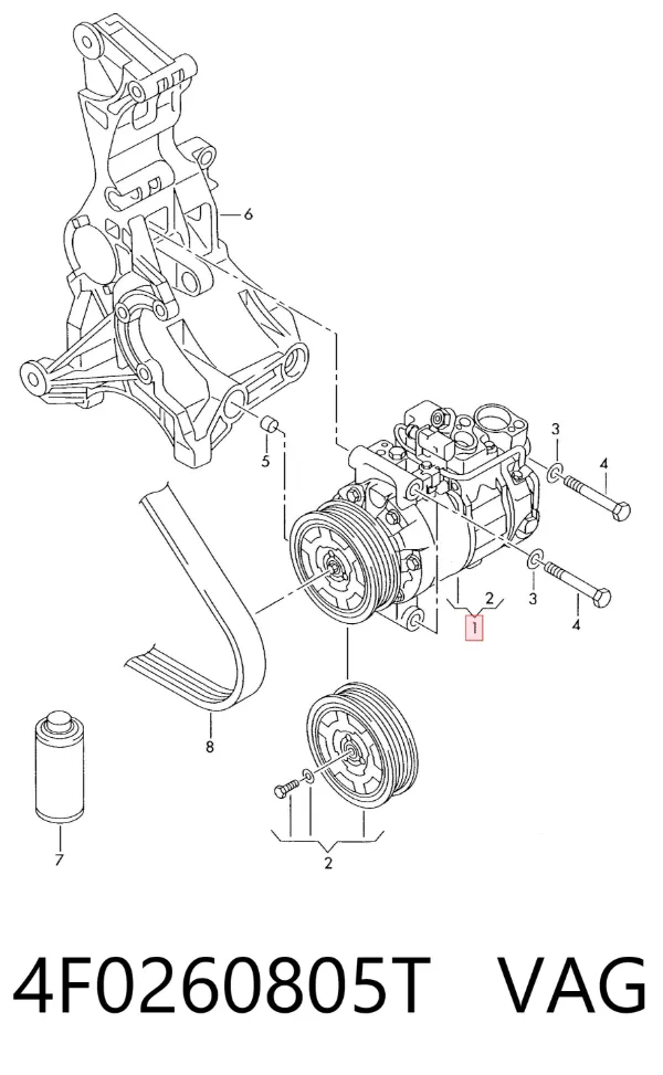 Sprężarka klimatyzacji 4F0260805T VAG