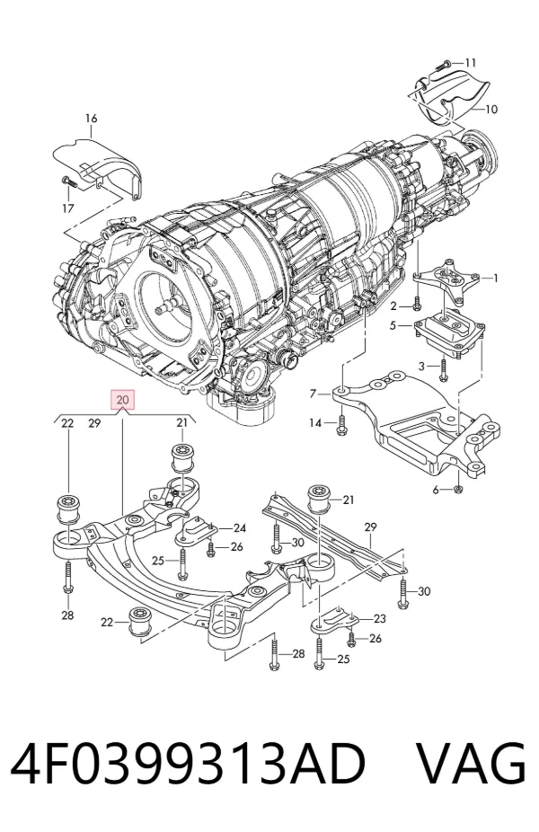 Korpus osi przedniej 4F0399313AD VAG