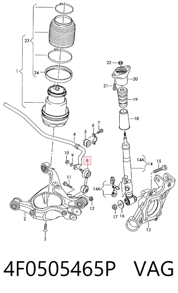 Łącznik stabilizatora tylnego 4F0505465P VAG