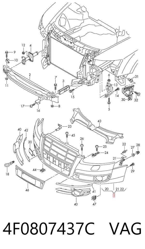Zderzak przedni 4F0807437C VAG
