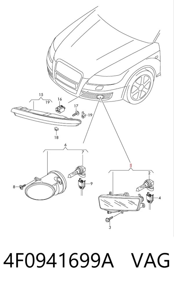 Lampa przeciwmgielna lewa 4F0941699A VAG