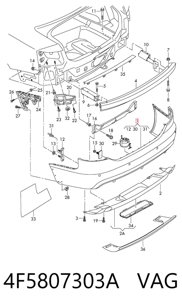 Zderzak tylny 4F5807303A VAG
