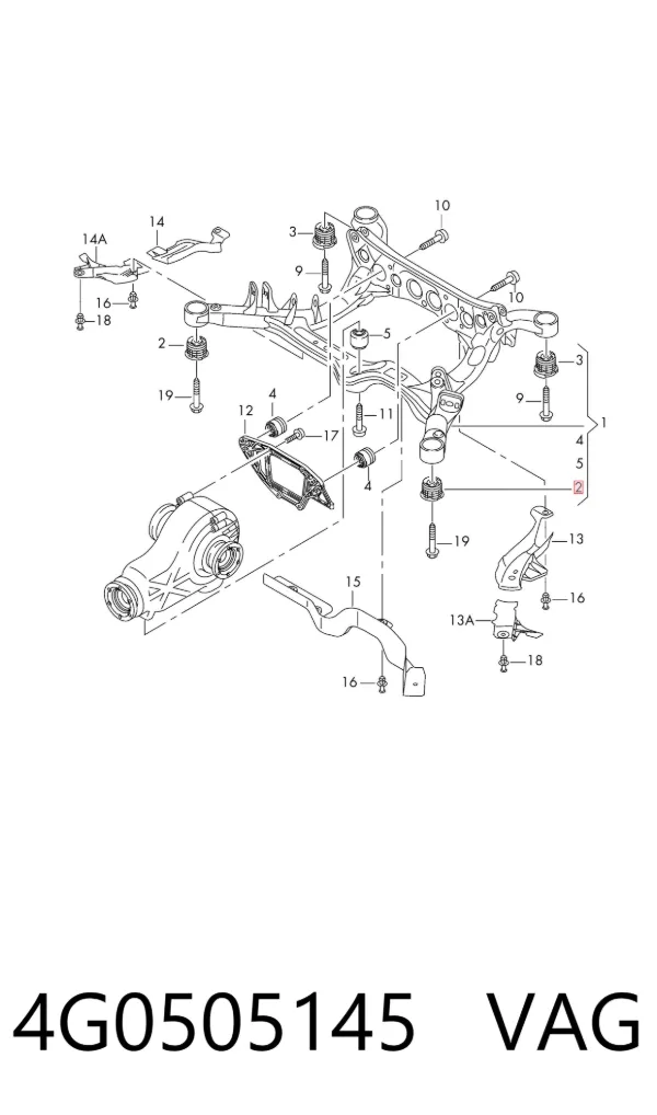 Silentblock tylnej belki 4G0505145 VAG