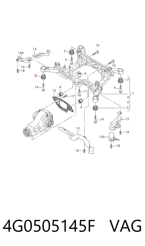 Silentblock tylnej belki 4G0505145F VAG