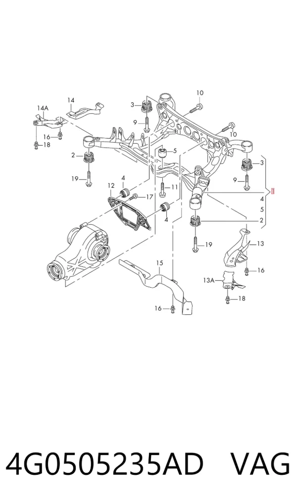Korpus osi tylnej 4G0505235AD VAG