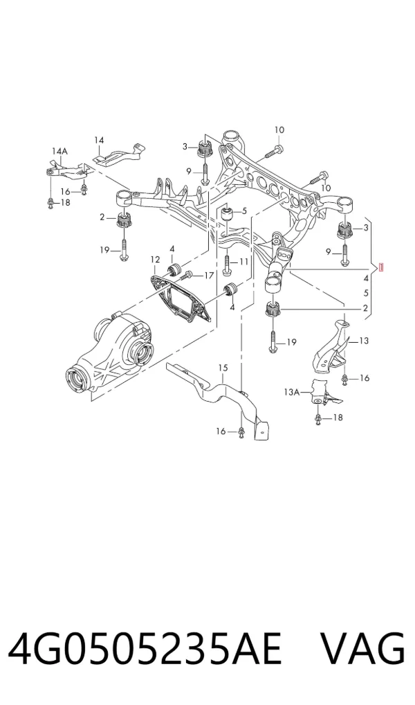 Korpus osi tylnej 4G0505235AE VAG