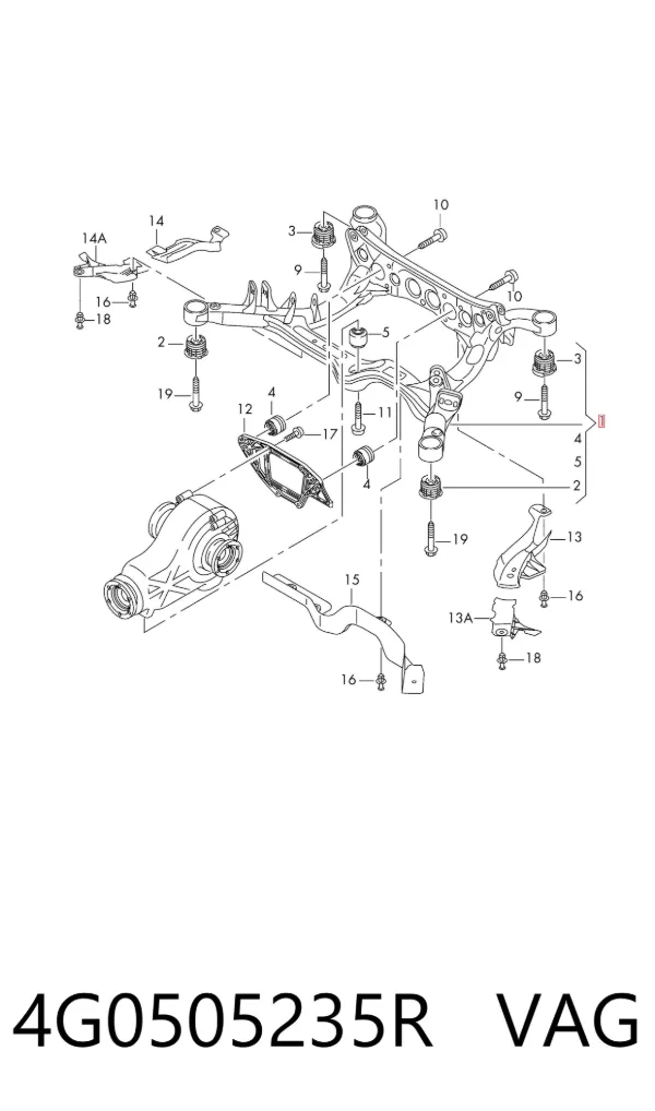 Korpus osi tylnej 4G0505235R VAG