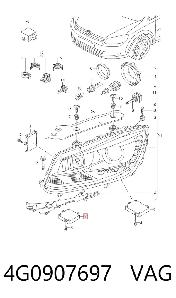 Sterownik świateł reflektorów 4G0907697 VAG