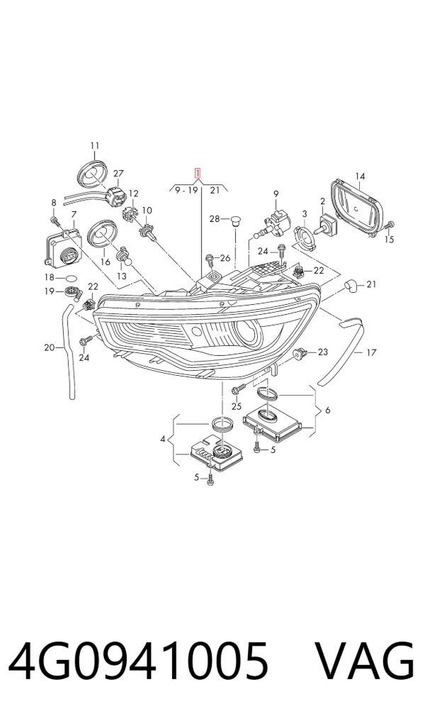 Reflektor lewy 4G0941005 VAG