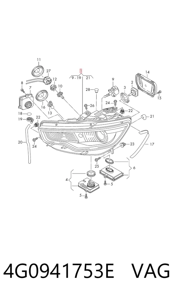Reflektor lewy 4G0941753E VAG
