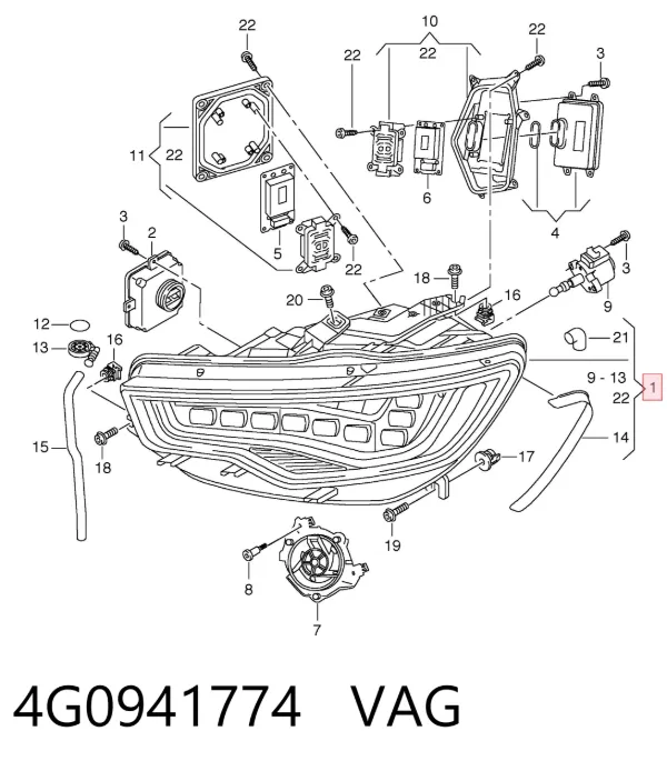 Reflektor prawy 4G0941774 VAG