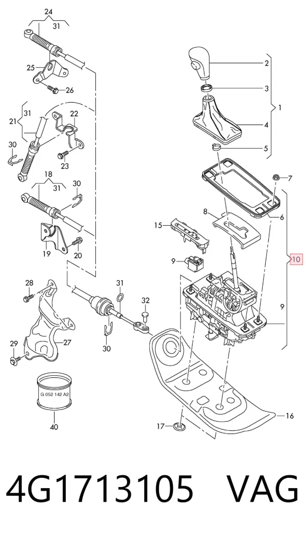 Mechanizm zmiany biegów (cięgno) 4G1713105 VAG