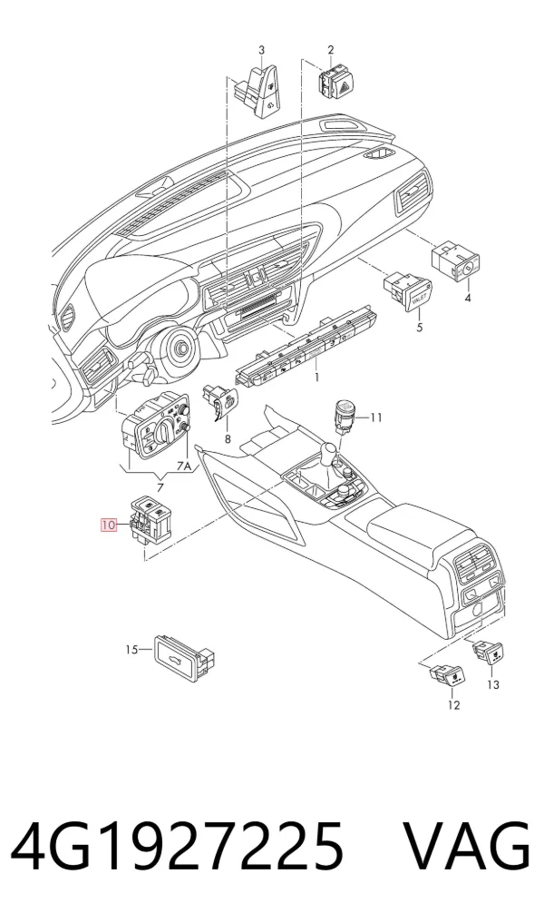 Przycisk elektromechanicznego hamulca postojowego (ręcznego) 4G1927225 VAG