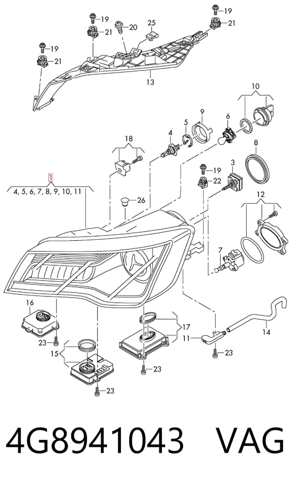 Reflektor lewy 4G8941043 VAG