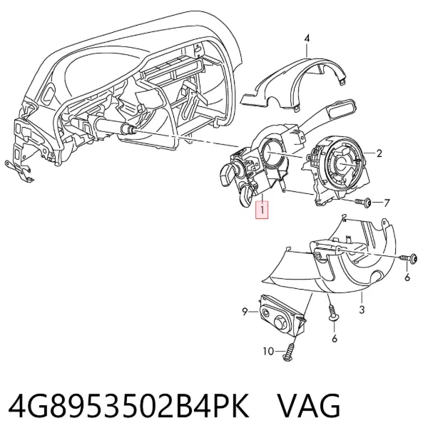 Przełącznik zespolony, w komplecie 4G8953502B4PK VAG