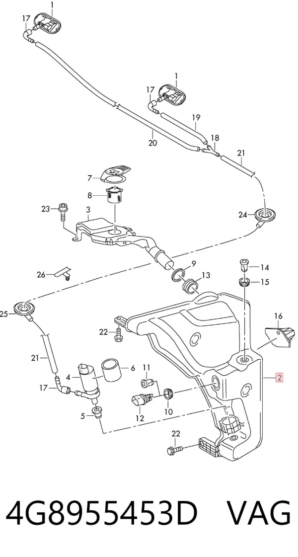 Zbiorniczek spryskiwacza szyb 4G8955453D VAG