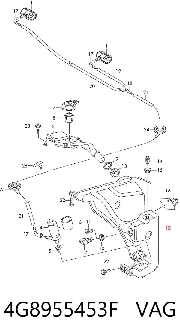Zbiorniczek spryskiwacza szyb 4G8955453F VAG