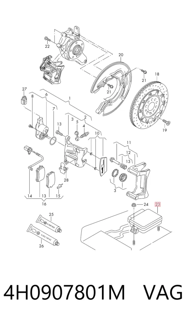 Sterownik elektromechanicznego hamulca postojowego (ręcznego) 4H0907801M VAG