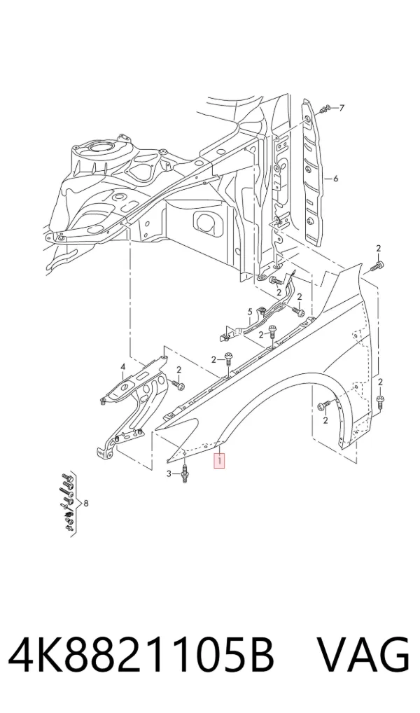 Błotnik przedni lewy 4K8821105B VAG