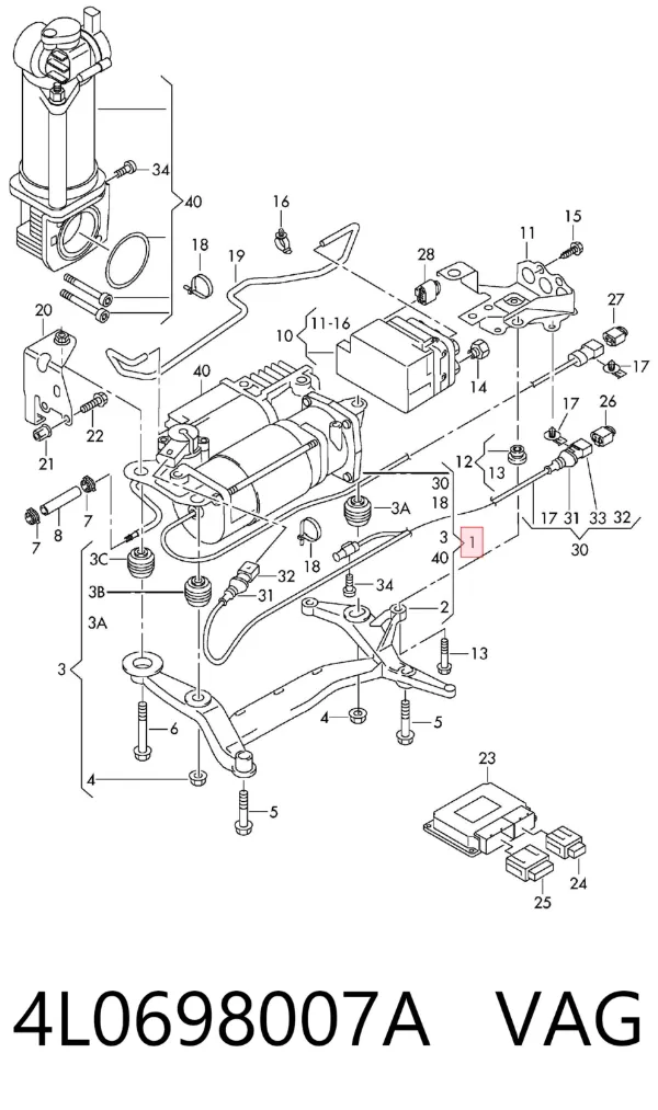 Kompresor zawieszenia pneumatycznego 4L0698007A VAG