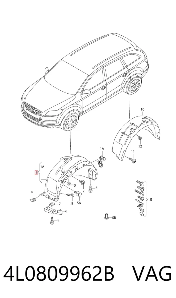 Nadkole błotnika przedniego prawe 4L0809962B VAG