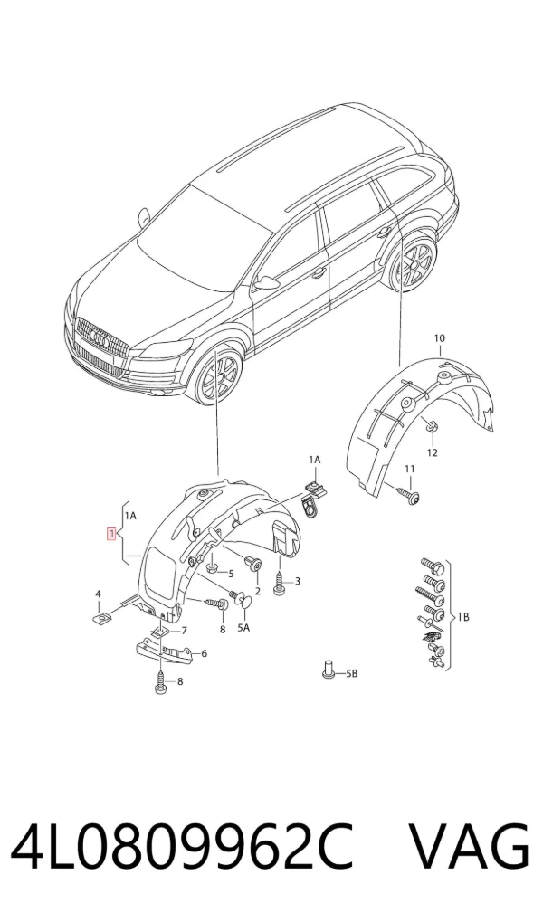 Nadkole błotnika przedniego prawe 4L0809962C VAG