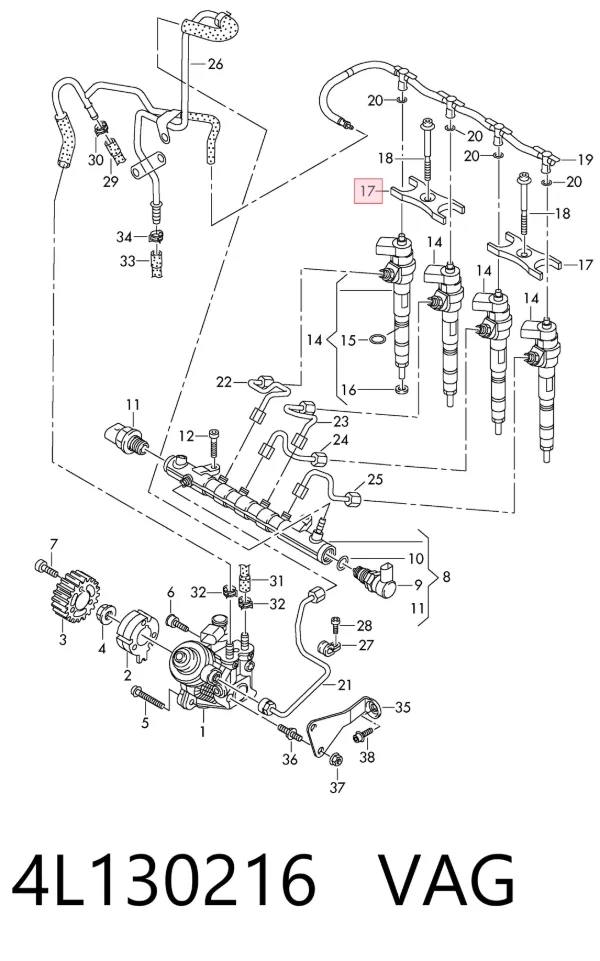 Wspornik mocowania wtryskiwacza 4L130216 VAG
