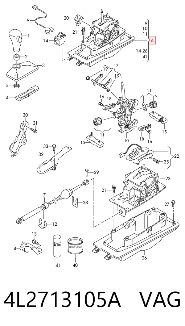 Mechanizm zmiany biegów (cięgno) Audi Q7 4LB