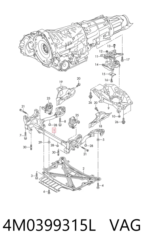 Korpus osi przedniej 4M0399315L VAG
