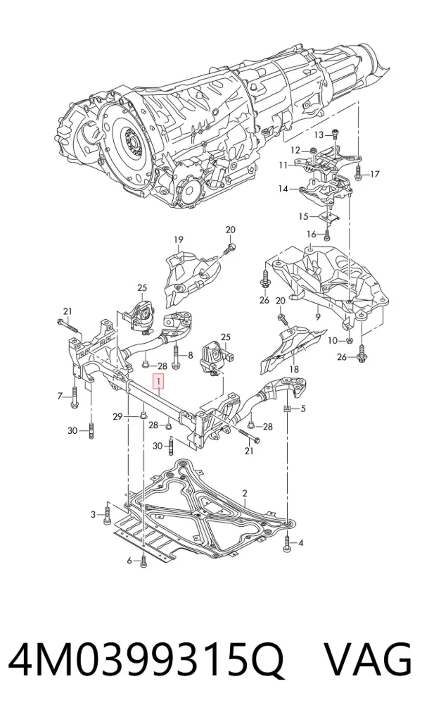 Korpus osi przedniej 4M0399315Q VAG