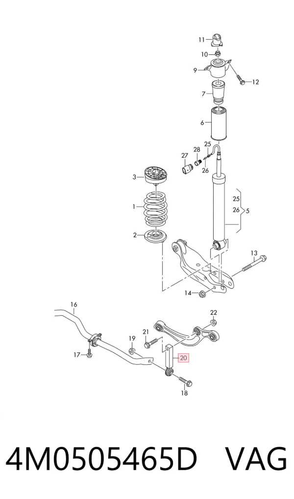 Łącznik stabilizatora tylnego 4M0505465D VAG