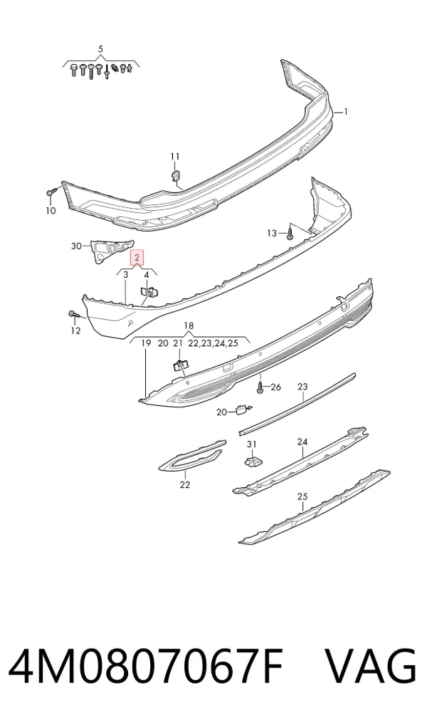 Zderzak tylny 4M0807067F VAG