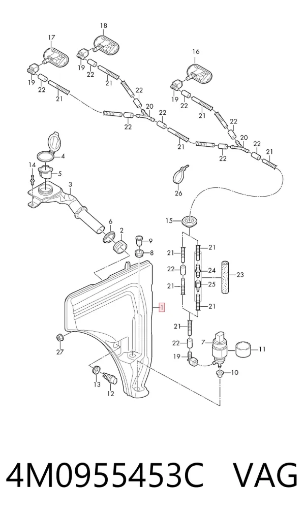 Zbiorniczek spryskiwacza szyb Audi Q7 4MB, 4MG, 4MQ