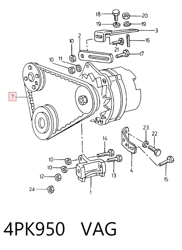 Pas napędowy mechanizmów 4PK950 VAG
