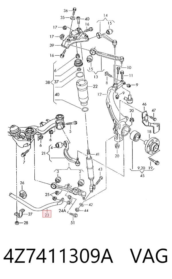 Stabilizator przedni Audi A6 Allroad C5