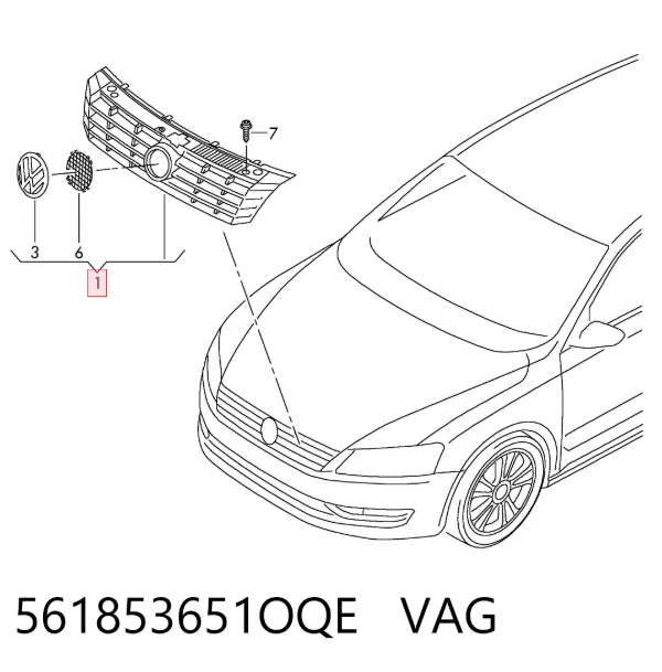 Atrapa chłodnicy 561853651OQE VAG