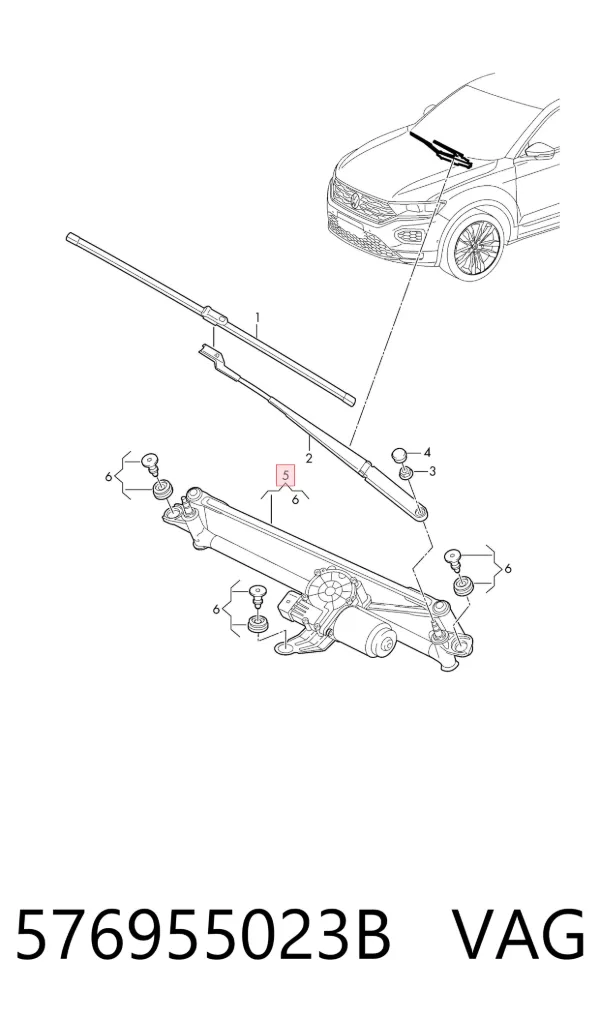 Mechanizm wycieraczek 576955023B VAG