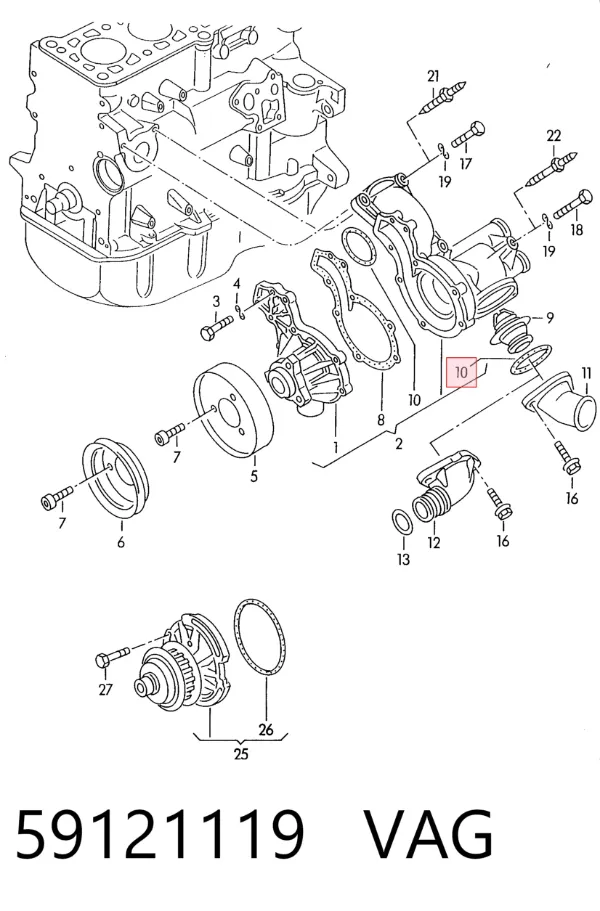 Uszczelka termostatu 59121119 VAG