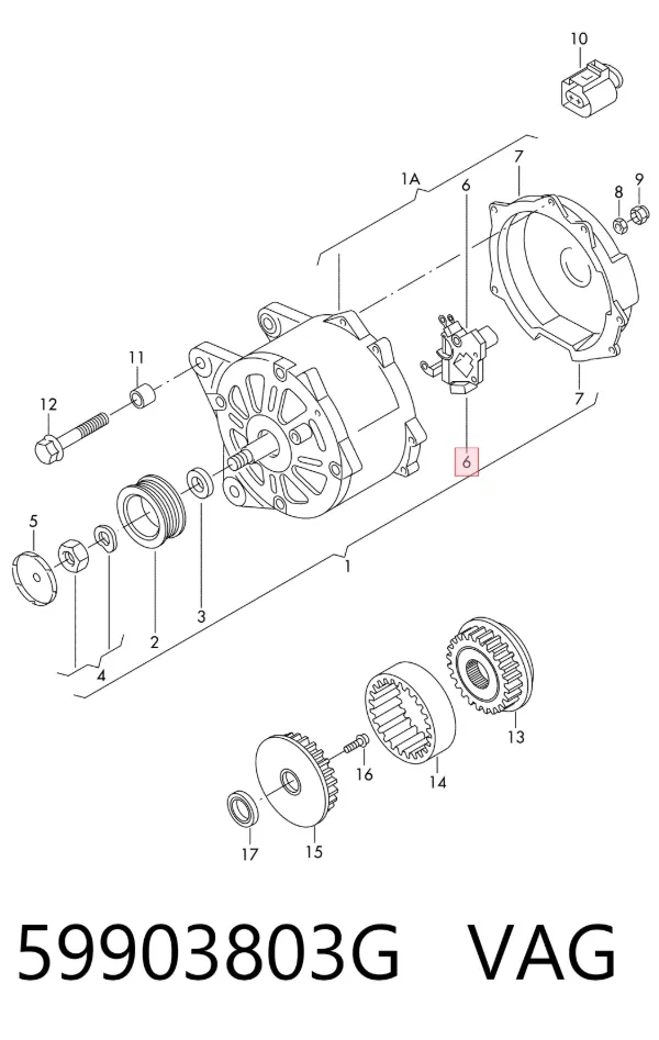 Regulator alternatora (przekaźnik ładowania) 59903803G VAG