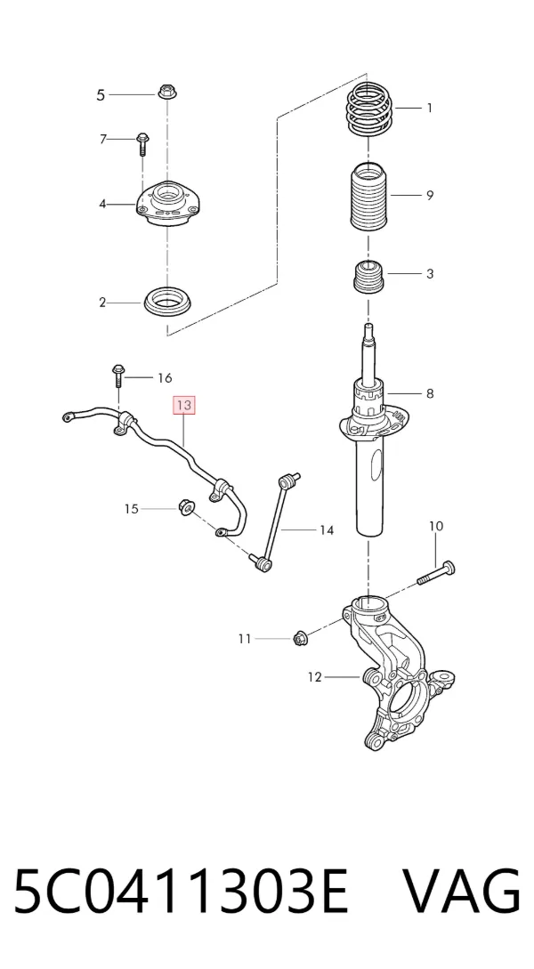 Stabilizator przedni 5C0411303E VAG